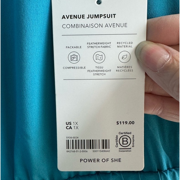 Athleta Avenue Jumpsuit Pacific blue Size 1X New w/ tags lightweight sleeveless - Picture 12 of 12